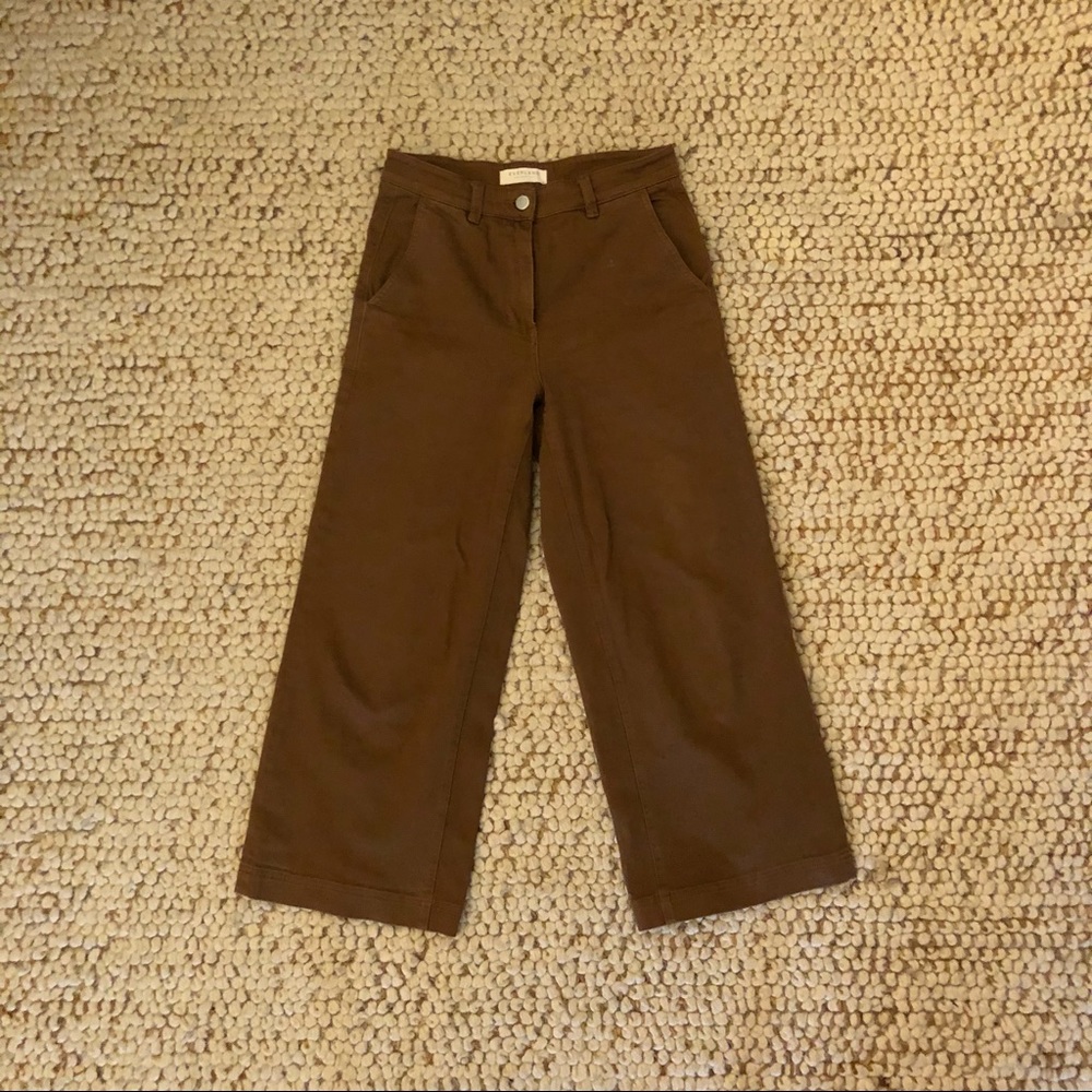 Everlane wide leg crop pant, ochre twill